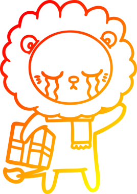 Bir insan tarafından çizilmiş, ağlayan bir aslanın sıcak çizgi çizgisi.