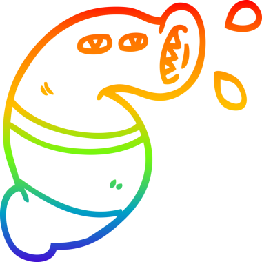 Gökkuşağı gradyan çizgi çizimi bir insan tarafından çizilmiş bir canavar sülük