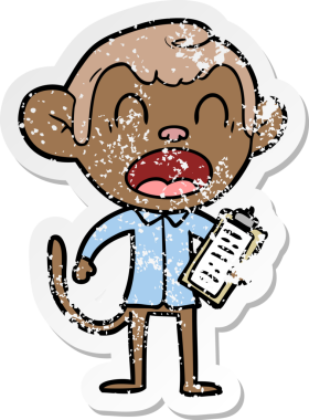 Bir insan tarafından çizilmiş bağıran çizgi film maymunu çıkartması.