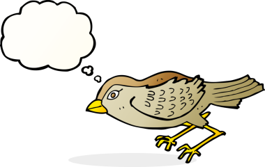 Bir insan tarafından çizilmiş düşünce baloncuklu bahçe kuşu.