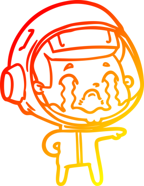 Bir insan tarafından çizilmiş, ağlayan bir astronotun sıcak çizgi çizimi