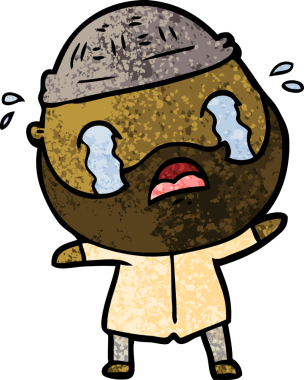 Çizgi film sakallı adam bir insan tarafından çizilmiş ağlıyor.