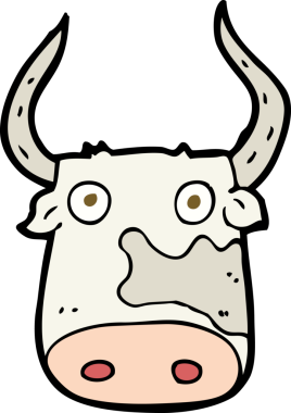 bir insan tarafından çizilmiş çizgi film ineği