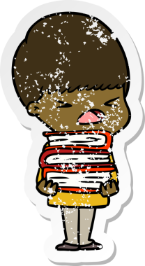 Bir insan tarafından çizilmiş stresli bir çizgi film çıkartması.