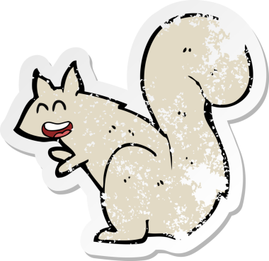 Bir insan tarafından çizilmiş bir sincabın gerilmiş çıkartması.