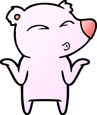 Bir insan tarafından çizilmiş bir ayı omuz silkiyor.