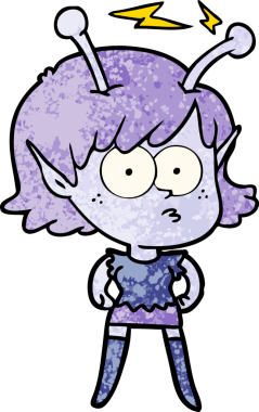 Bir insan tarafından çizilmiş uzaylı kız.