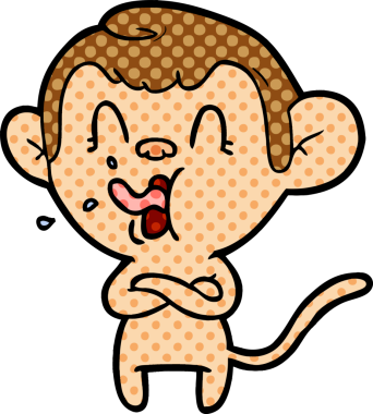 Bir insan tarafından çizilmiş çılgın çizgi film maymunu