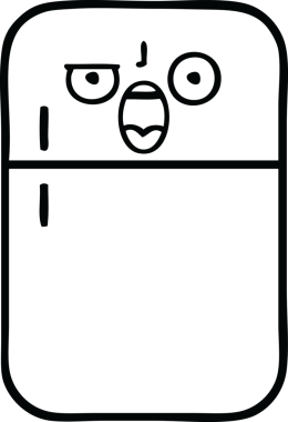 Bir insan tarafından çizilmiş bir buzdolabı karikatürü.