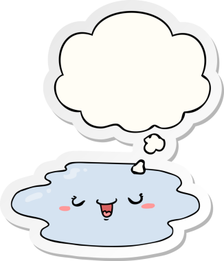 Bir insan tarafından çizilmiş bir çıkartma gibi yüzü olan karikatür birikintisi.