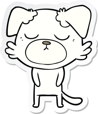 Bir insan tarafından çizilmiş şirin bir köpeğin çıkartması.