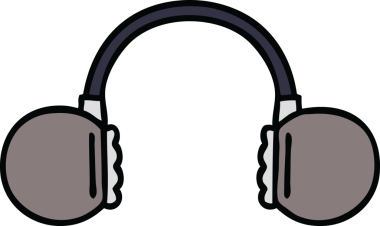 Bir insan tarafından çizilmiş eski bir kulaklığın sevimli karikatürü.