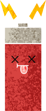 Bir insanın çizdiği pilin retro illüstrasyon tarzı karikatürü