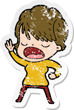 Bir insan tarafından çizilmiş karikatür kadının sıkıntılı çıkartması.