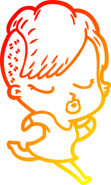 Bir insan tarafından çizilmiş güzel hippi bir çizgi film çizimi.