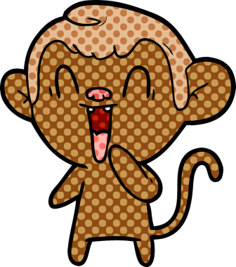 Bir insan tarafından çizilmiş gülen maymun çizgi filmi