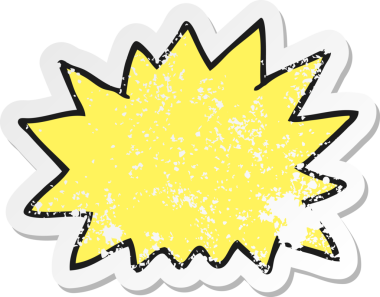 Bir insanın çizdiği karikatür patlamasının gerilimli retro çıkartması.