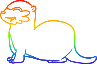 Gülen su samurunun çizdiği gökkuşağı gradyan çizgi insan tarafından çizilmiş.