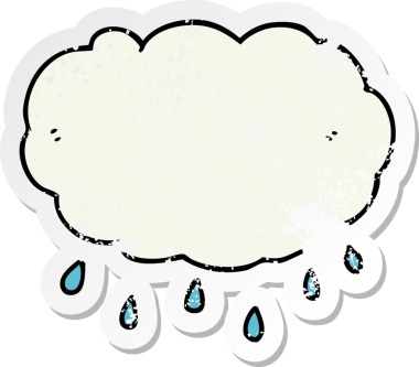Bir insan tarafından çizilmiş karikatür yağmur bulutunun sıkıntılı etiketi