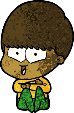 Bir insan tarafından çizilmiş mutlu çocuk çizgi filmi.