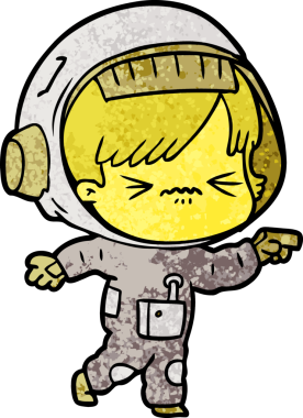 Bir insan tarafından çizilmiş kızgın uzay kızı.