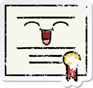 Bir insan tarafından çizilmiş şirin bir karikatür mezuniyet diplomasının sıkıntılı çıkartması.