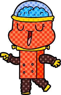 Bir insan tarafından çizilmiş mutlu çizgi film robotu