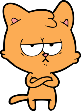 Bir insan tarafından çizilmiş sıkıcı çizgi film kedisi.