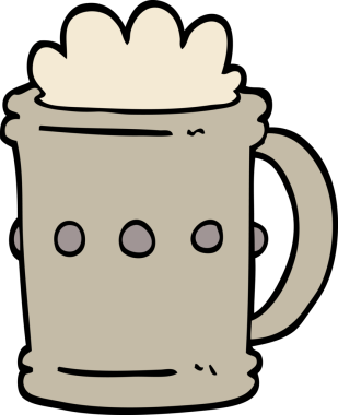 Bir insan tarafından çizilmiş karalama tarzı bira tankardı.