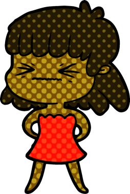 Bir insan tarafından çizilmiş kızgın bir kız.