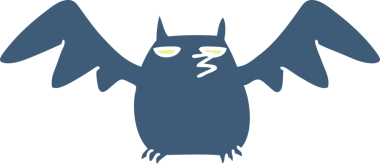 Bir insan tarafından çizilmiş bir gece yarasasının el çizimi karikatürü.