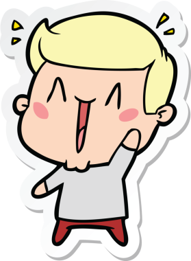 Bir insan tarafından çizilmiş heyecanlı bir adamın çıkartması.