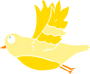 Bir insan tarafından çizilmiş düz renkli kuş çizimi