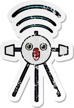 Bir insan tarafından çizilmiş şirin bir çizgi film uydusunun sıkıntılı çıkartması.