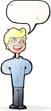 Bir insan tarafından çizilmiş konuşma balonlu mutlu adam çizgi filmi.