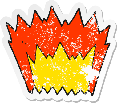 Bir insanın çizdiği karikatür patlamasının gerilimli retro çıkartması.