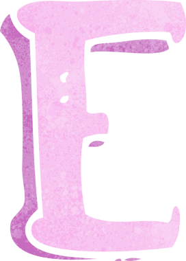 bir insan tarafından çizilmiş E harfi.