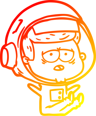 Bir insan tarafından çizilmiş, karikatür, yorgun astronot çizimi.