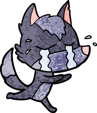 Bir insan tarafından çizilmiş ağlayan kurt çizgi filmi.