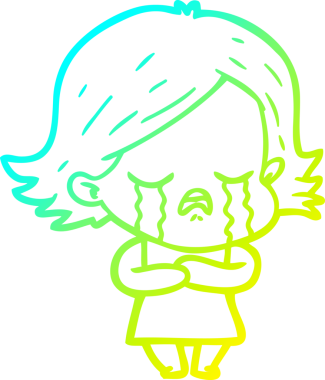 Bir insan tarafından çizilmiş ağlayan bir çizgi film kızı çizimi.