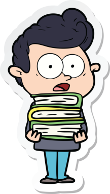 Bir insan tarafından çizilmiş, dik dik bakan bir çizgi film çıkartması.