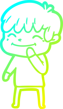 Bir çizgi film karakteri çizen soğuk çizgi bir insan tarafından çizilmiş mutlu çocuk.