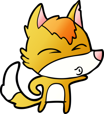 Bir insan tarafından çizilmiş tilki çizgi film karakteri