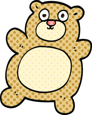 Bir insan tarafından çizilmiş çizgi roman tarzı oyuncak ayı.