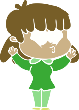 Bir insan tarafından çizilmiş düz renkli bir karikatür.