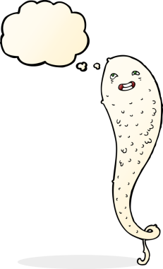 Bir insan tarafından çizilmiş düşünce baloncuklu karikatür hayaleti.