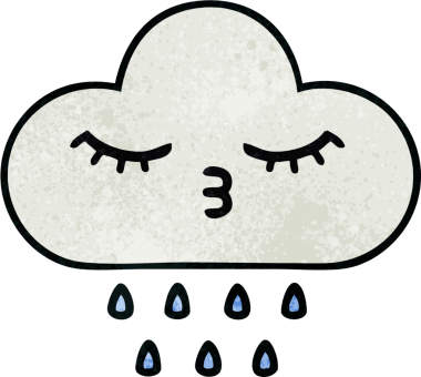 Bir insan tarafından çizilmiş yağmur bulutunun retro grunge desen karikatürü