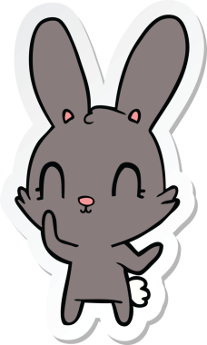 Bir insan tarafından çizilmiş şirin bir tavşanın çıkartması.