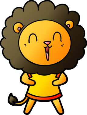 Bir insan tarafından çizilmiş gülen aslan çizgi filmi.