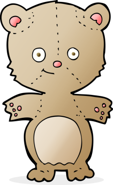 Bir insan tarafından çizilmiş mutlu oyuncak ayı.